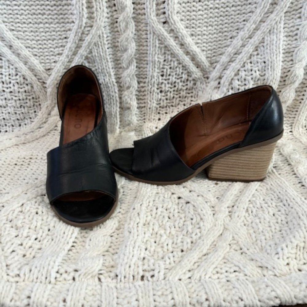 Leather Black open toe shoes